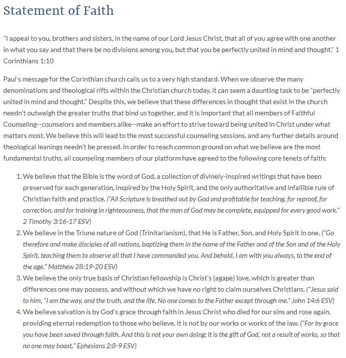Faithful Counseling Statement of Faith