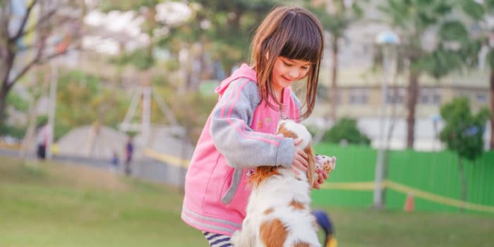 kid and dog