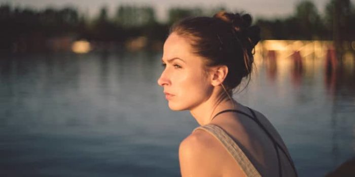 woman sitting calmly