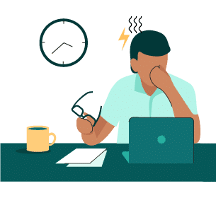 illustration of anxious guy at work