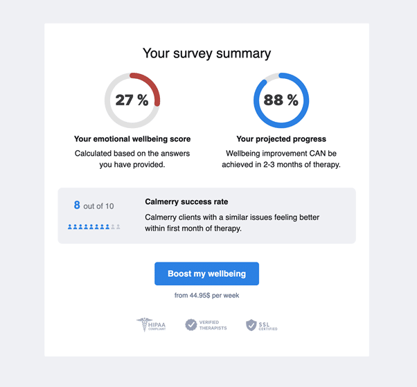 Calmerry wellbeing score