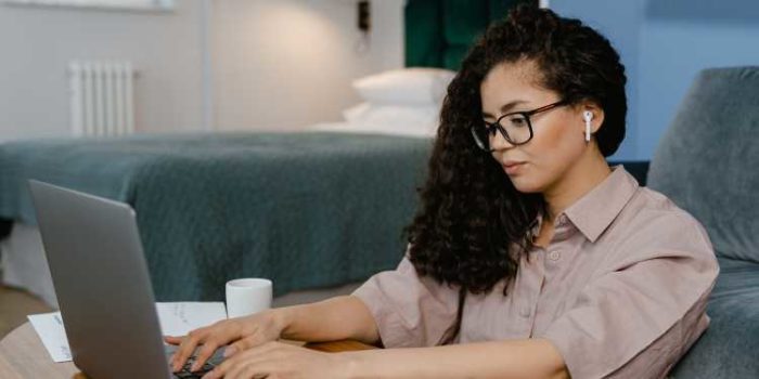 young woman in an online therapy session