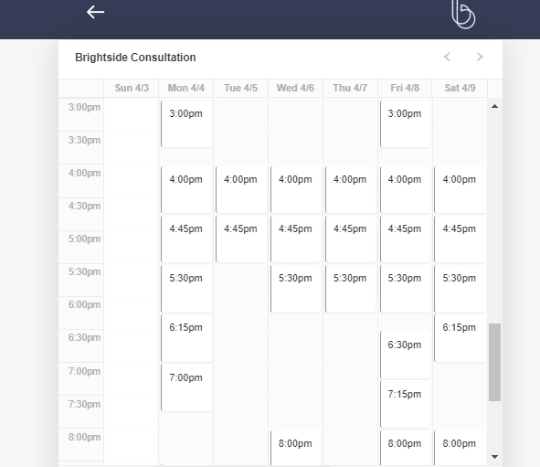 Brightside therapy session scheduler